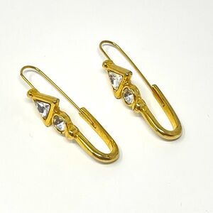 New Anthropologie Gold Pin Crystal Geometric Earrings